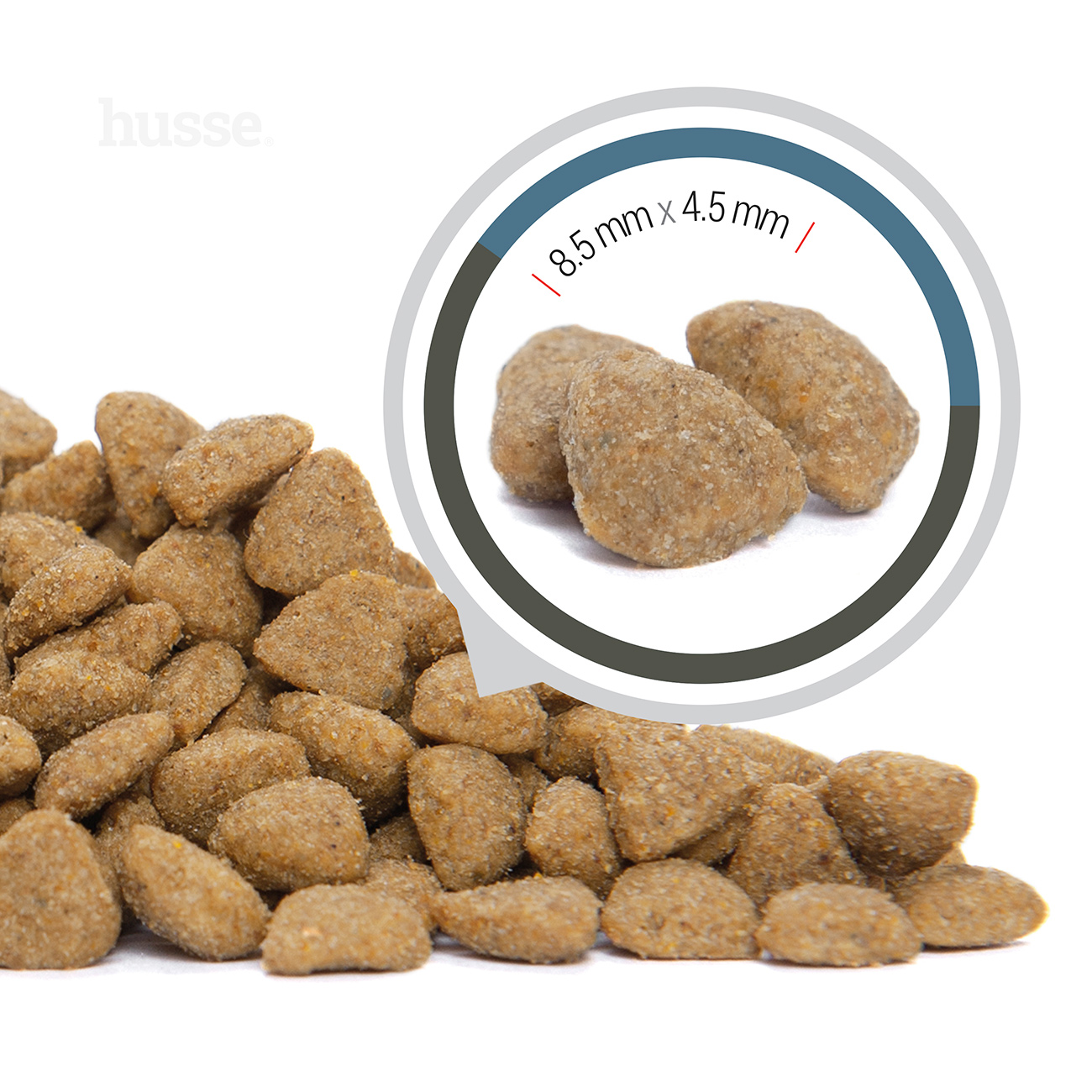 Forme et taille des croquettes pour chat obèse ou en surpoids au poulet Husse Light Exclusive