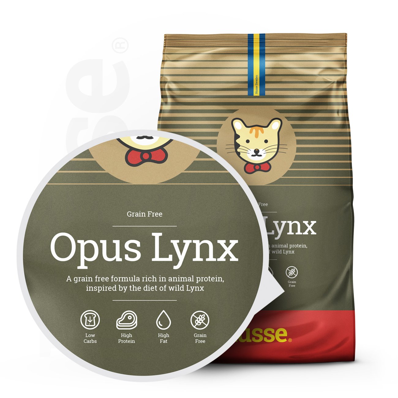 Croquettes sans gluten pour chat à digestion sensible au poulet Husse Opus Lynx